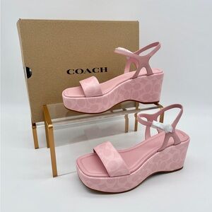 Coach Gale Wedge Sandal In Signature Canvas Powder Pink